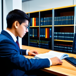 **

"A young professional, fully clothed in appropriate business attire, is attentively studying information security concepts from a textbook at a well-lit desk. The background features neatly organized bookshelves and a computer displaying cybersecurity code. Perfect anatomy, natural proportions, safe for work, appropriate content, professional, modest."

**