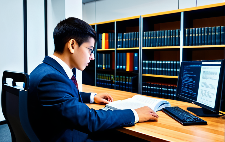 **

"A young professional, fully clothed in appropriate business attire, is attentively studying information security concepts from a textbook at a well-lit desk. The background features neatly organized bookshelves and a computer displaying cybersecurity code. Perfect anatomy, natural proportions, safe for work, appropriate content, professional, modest."

**
