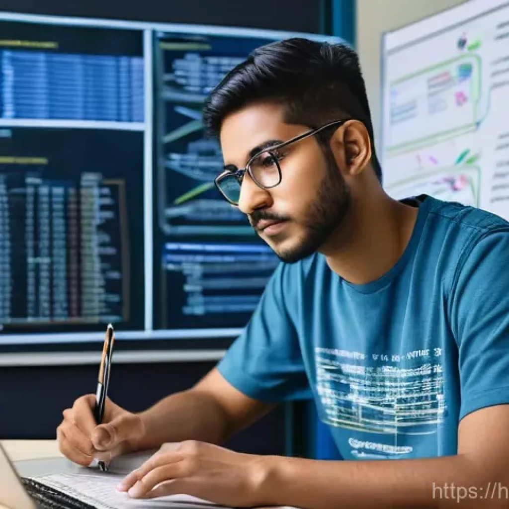 정보보안 자격증 취득을 위한 필기 실기 공부법 - **Prompt:** A focused and determined young adult (of South Asian ethnicity, gender-neutral appearanc...