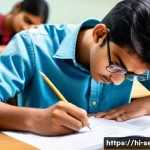 정보보안 실기 시험에서 많이 실수하는 사례 정리 - A focused Indian student in a well-lit exam hall, wearing modest clothing and glasses, managing time...
