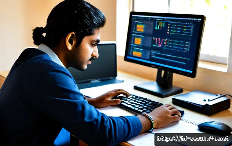 정보보안 실기 시험에서 점수를 올리는 비결 - Photorealistic Indian university student preparing for a cybersecurity practical exam, focused at a ...