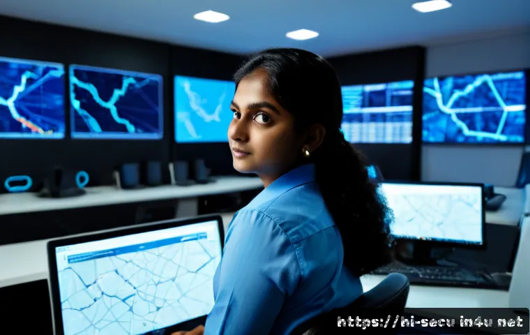 정보보안 자격증으로 진출 가능한 직군과 전망 - Photorealistic modern cybersecurity operations center in India, confident young Indian information s...