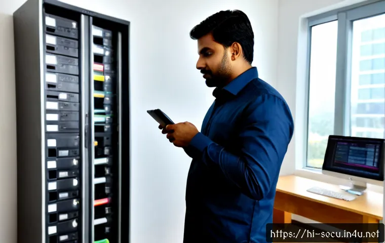 정보보안 실무에서 데이터베이스 보안 관리 사례 - Photorealistic database security management scene in a modern Indian corporate office, Hindi-speakin...